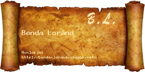 Benda Loránd névjegykártya